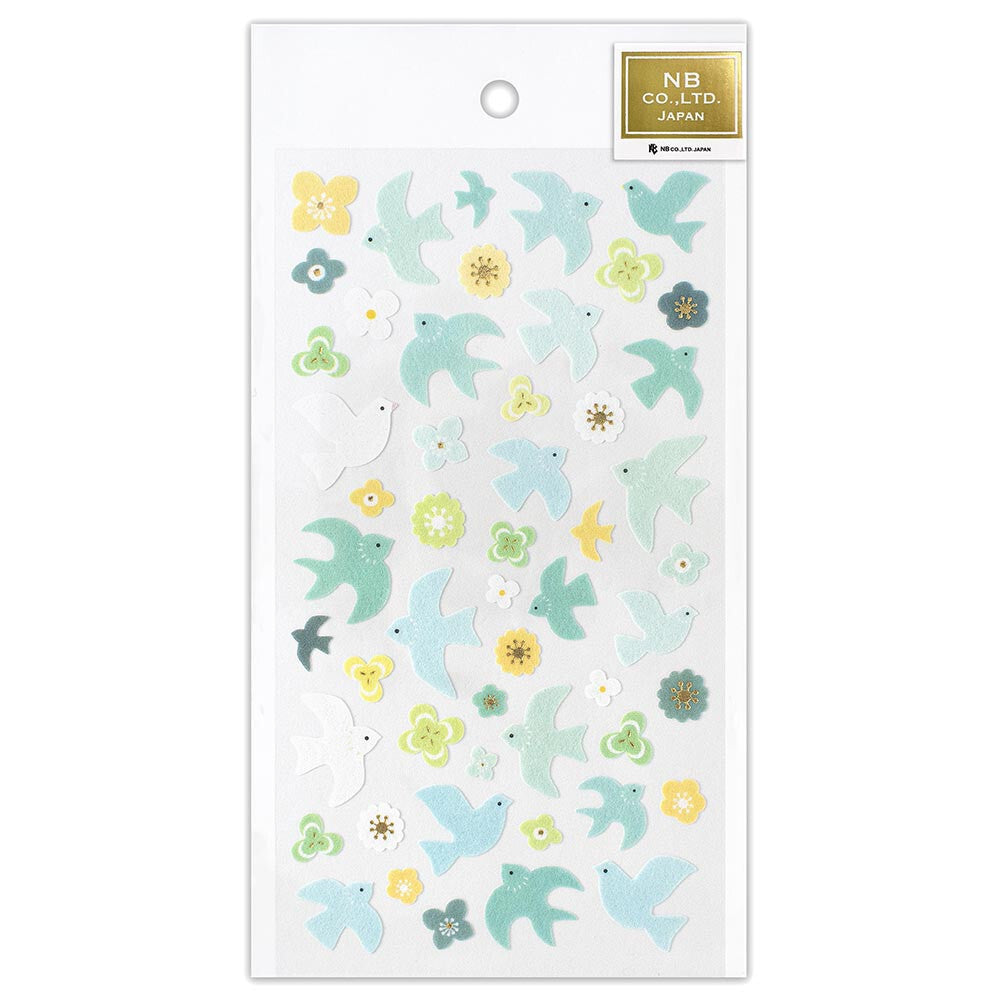 NB-Nonwoven Gold Foiled Sticker- Blue Bird