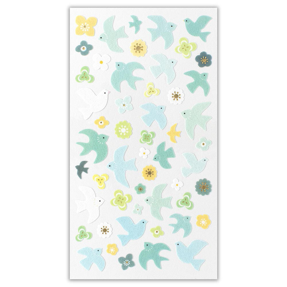 NB-Nonwoven Gold Foiled Sticker- Blue Bird