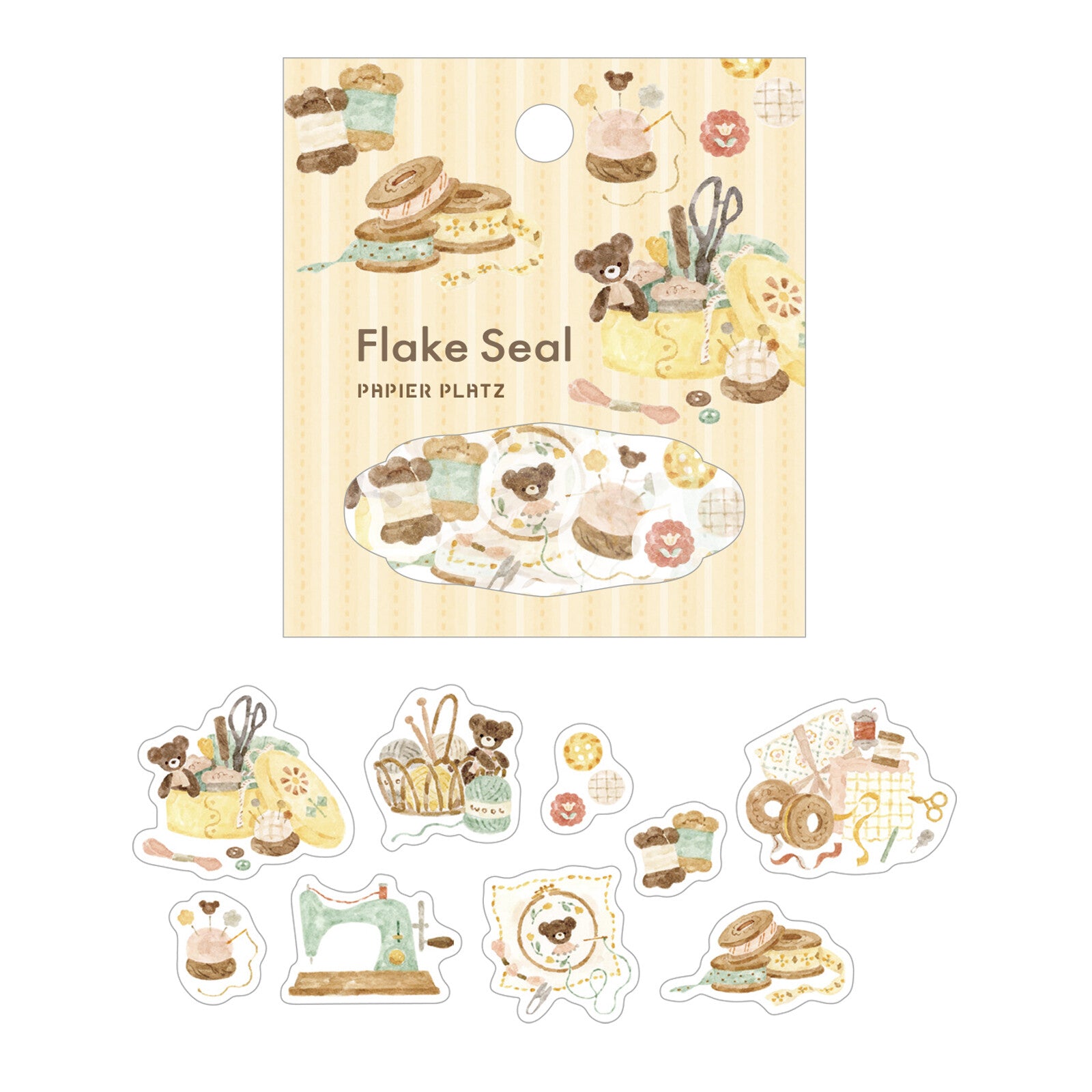 Planner Flake Sticker- Bear and Sewing