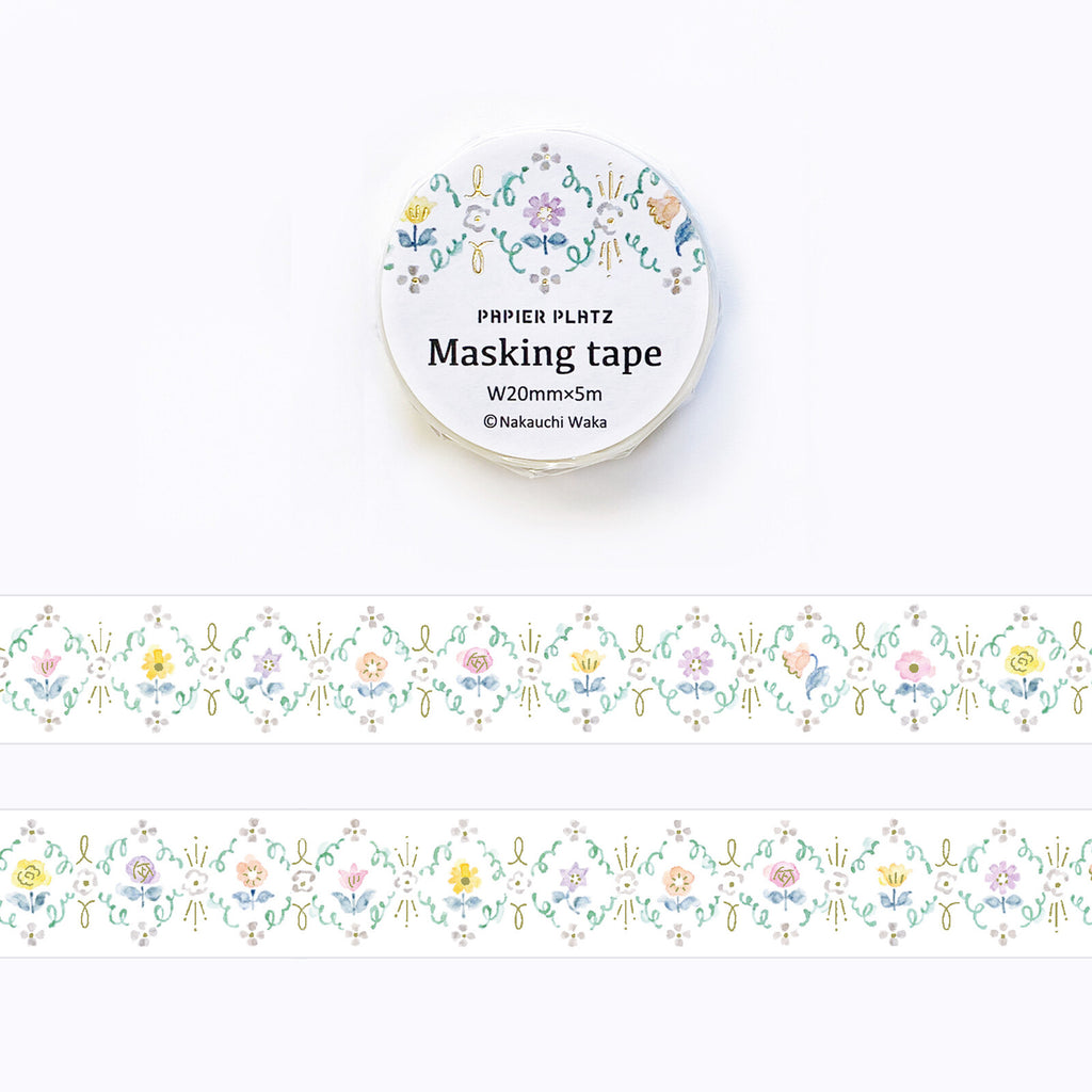 Nakai Wakka Washi Tape- Gold Flake Infused- Flowers Bloom