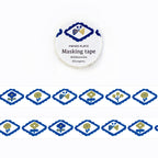 Kurogoma- Blue Gold Flake Infused Washi Tape- Dimond Butterfly & Flower