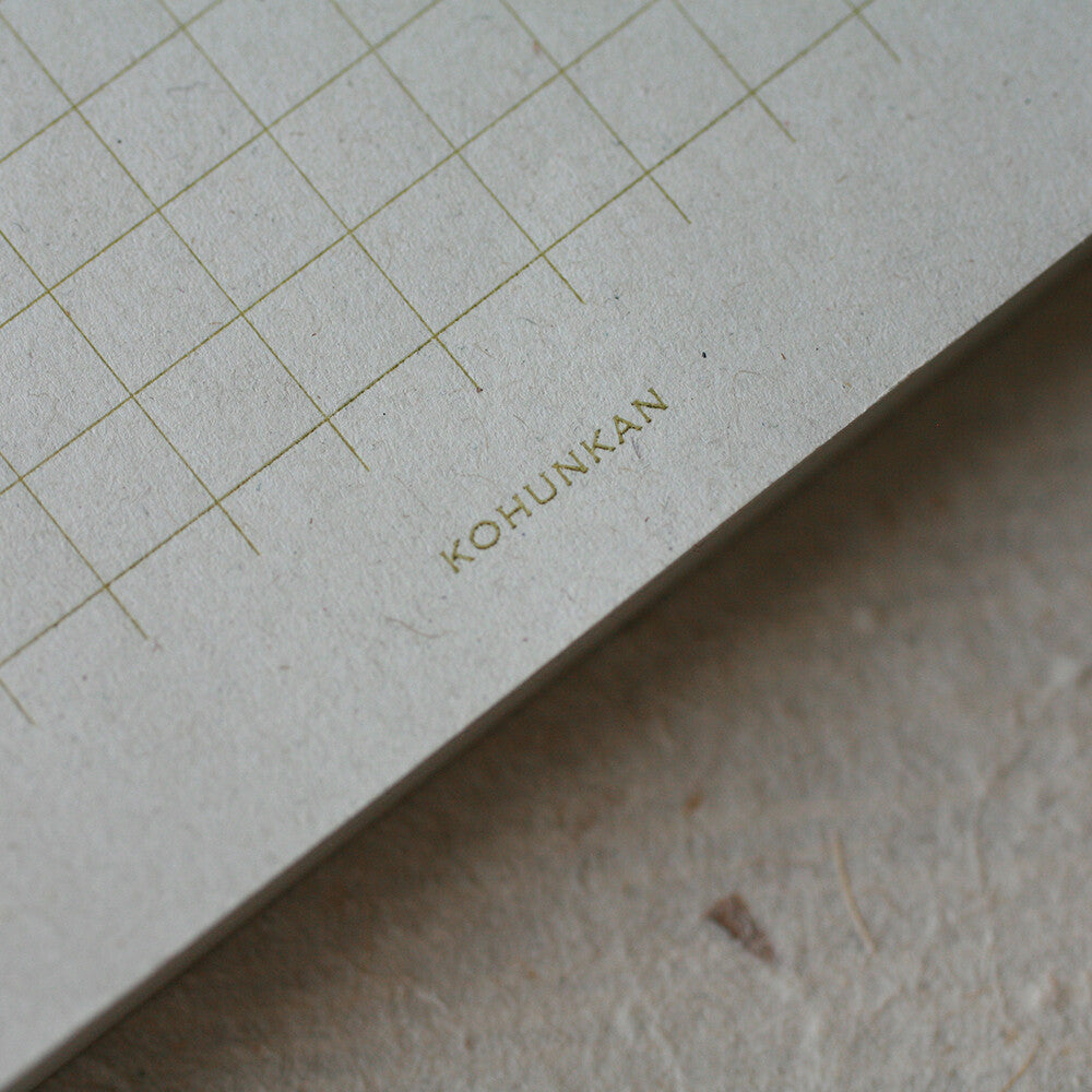 【Kohunkan Kappansho】 Straw Paper- Retro Memo Pad- Grid- Yellow Khaki