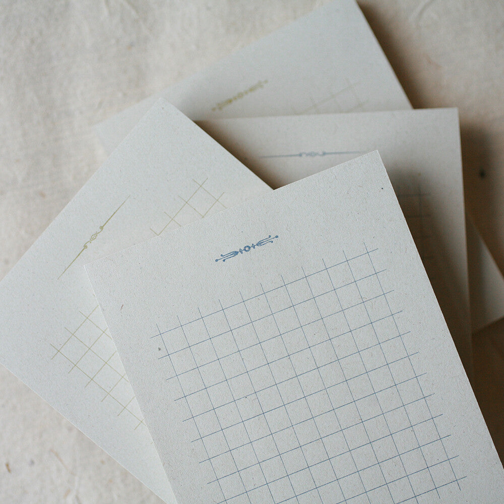 【Kohunkan Kappansho】 Straw Paper- Retro Memo Pad- Grid- Yellow Khaki