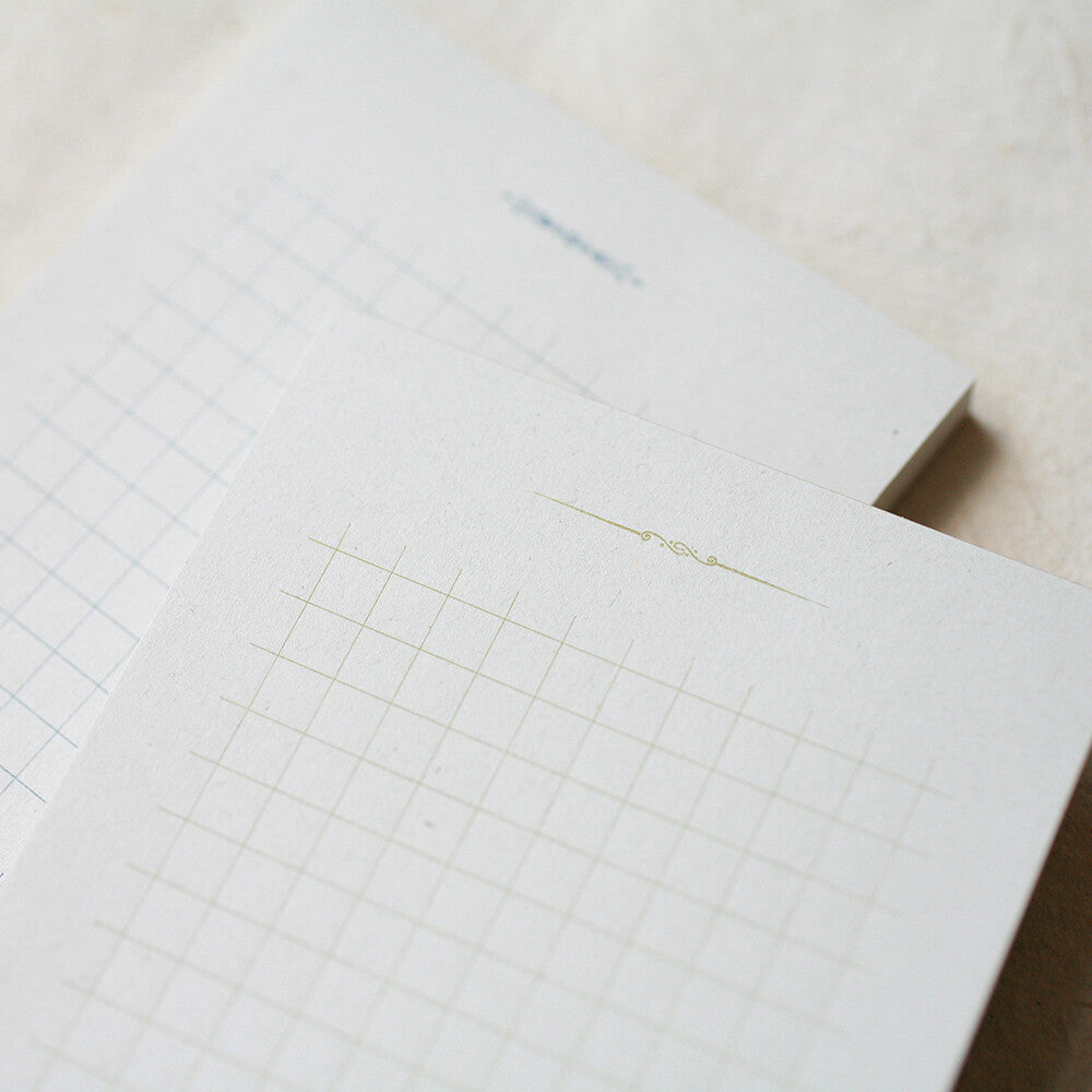 【Kohunkan Kappansho】 Straw Paper- Retro Memo Pad- Grid- Yellow Khaki