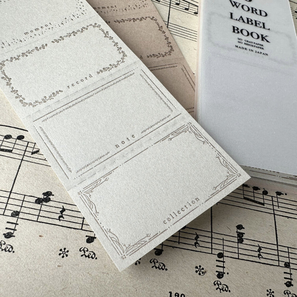 【OEDA LETTERPRESS】5 Word Label Book - Grey Beige Book