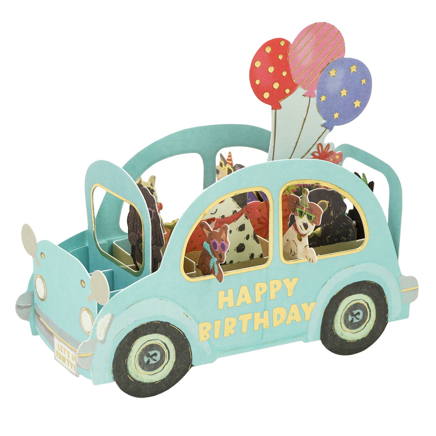 [Greeting Life] Birthday Card – Party Car (Dog)