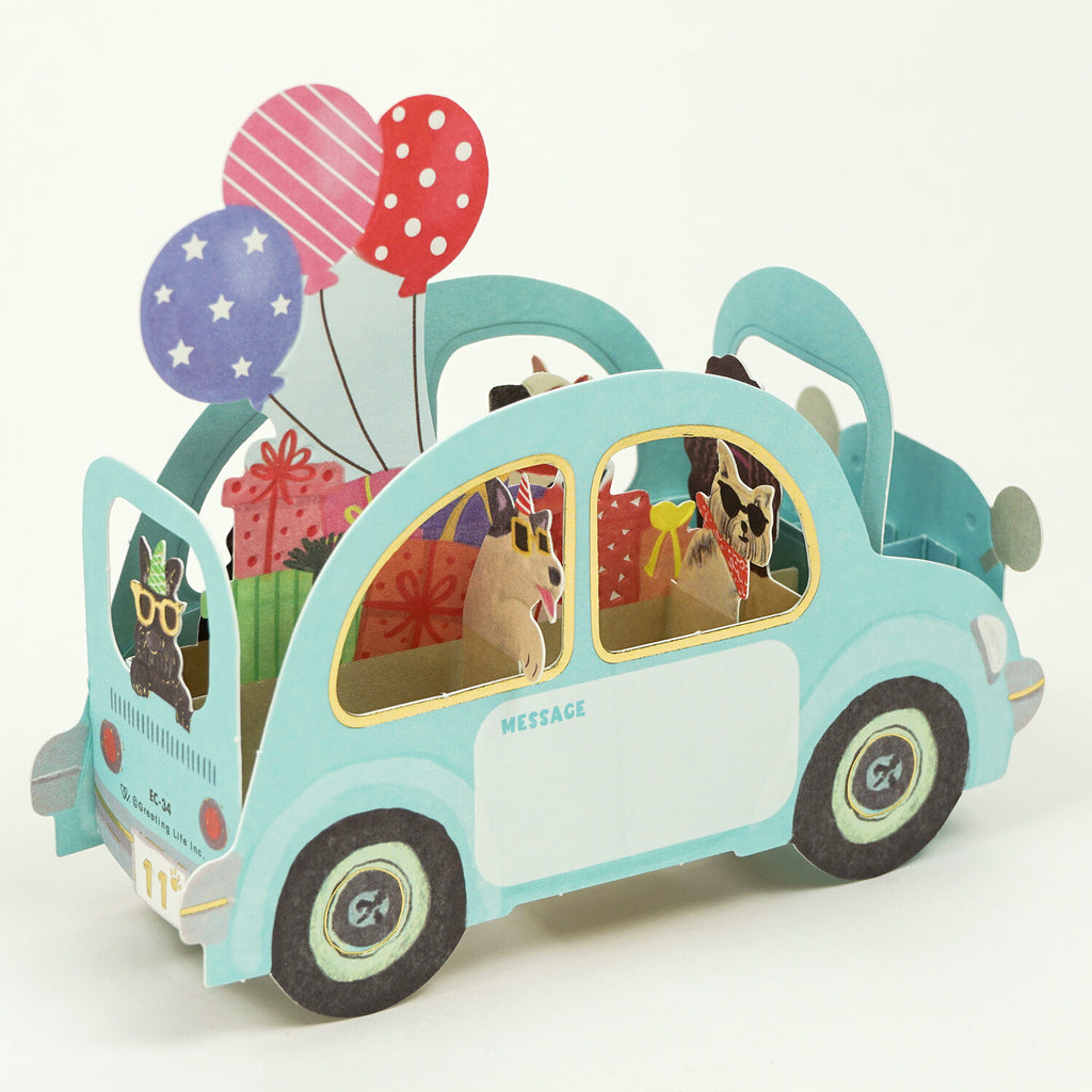 [Greeting Life] Birthday Card – Party Car (Dog)