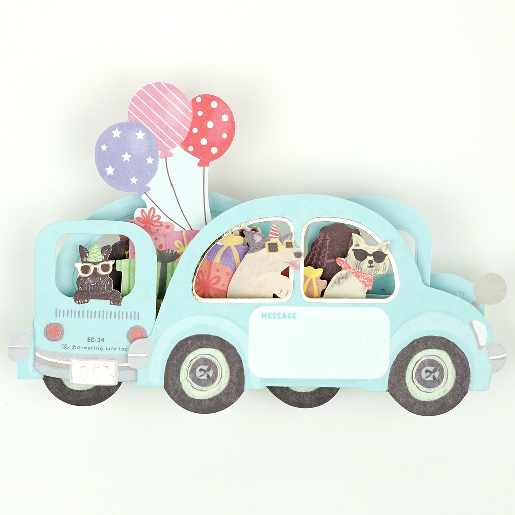 [Greeting Life] Birthday Card – Party Car (Dog)