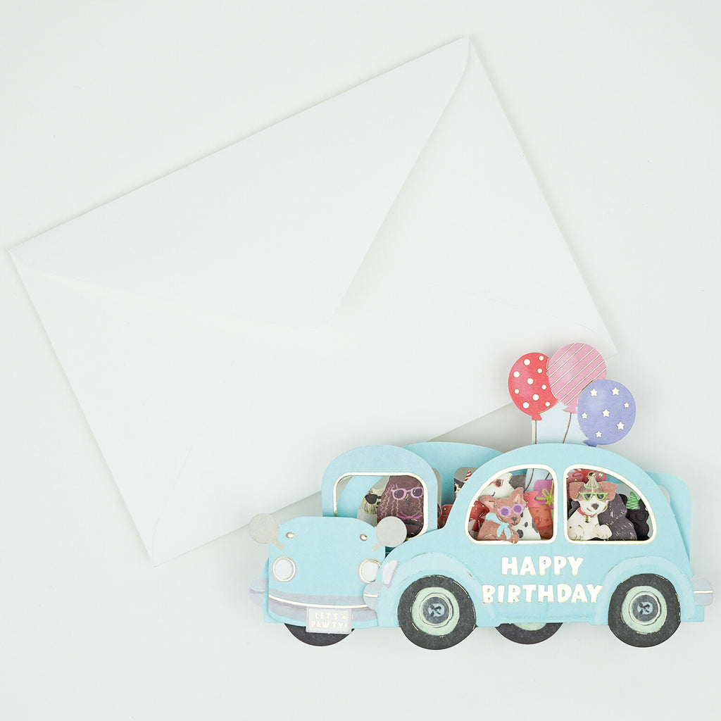 [Greeting Life] Birthday Card – Party Car (Dog)