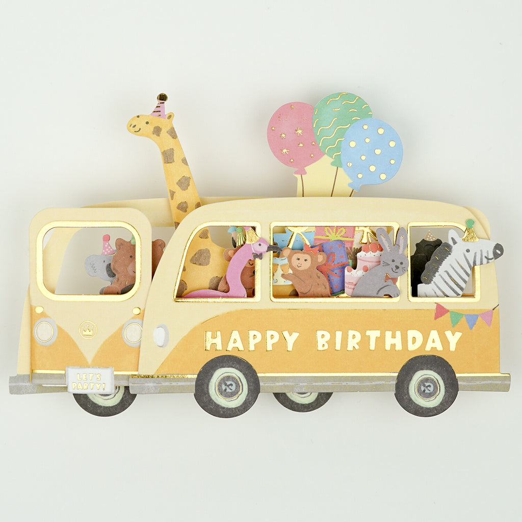 [Greeting Life] Birthday Card – Party Car (Animals)