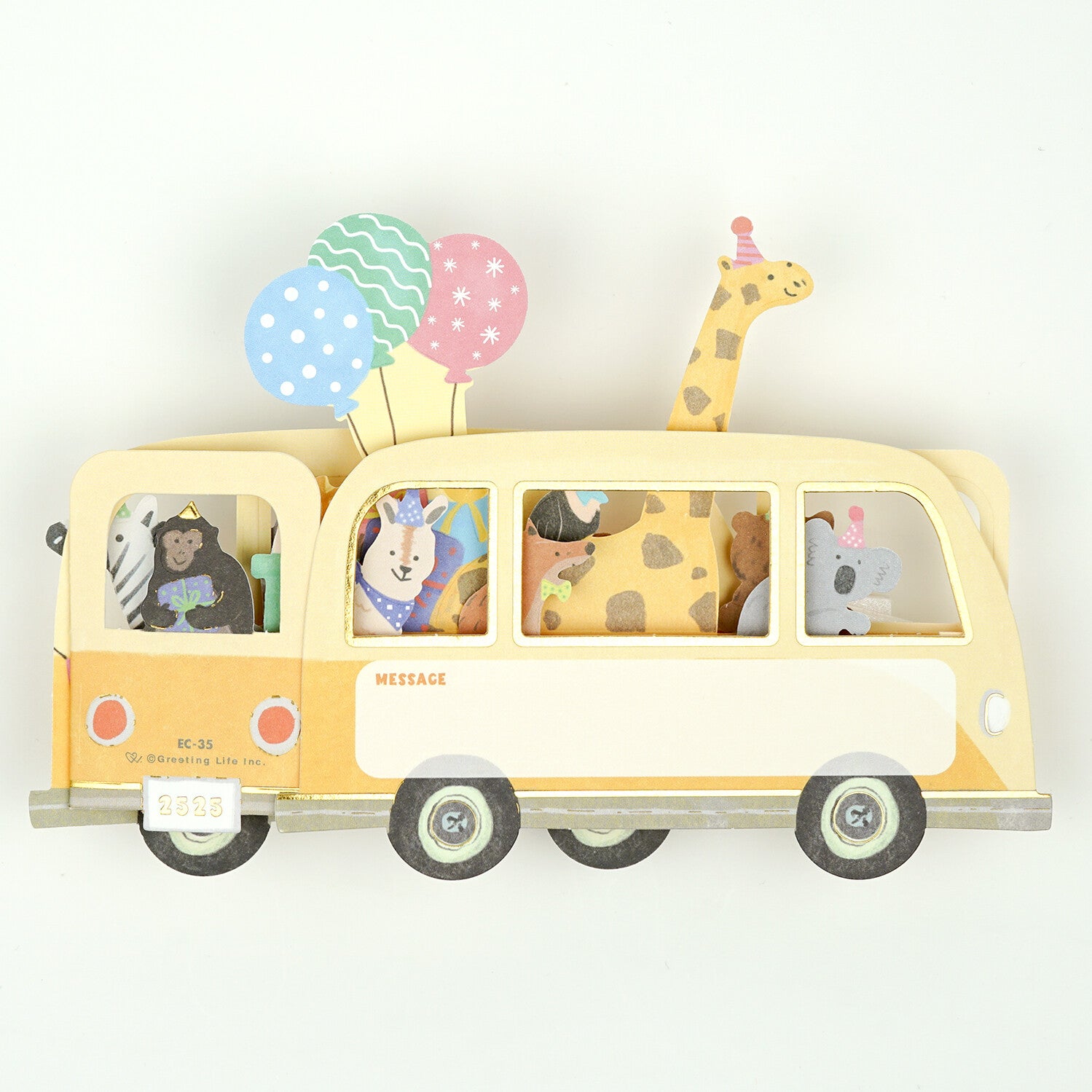 [Greeting Life] Birthday Card – Party Car (Animals)