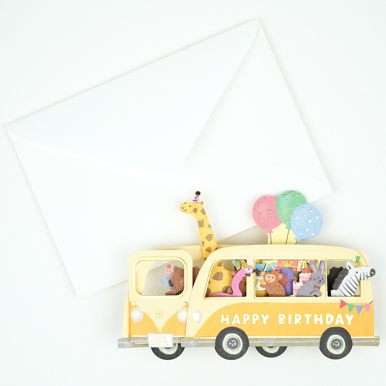 [Greeting Life] Birthday Card – Party Car (Animals)