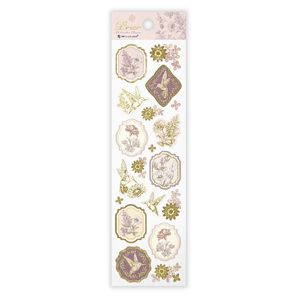 NB- Prier Gold Foiled Floral Pattern Sticker- Colibri