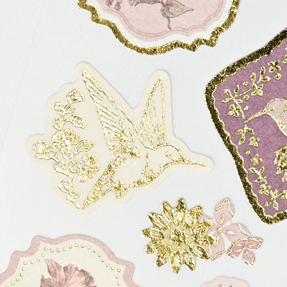 NB- Prier Gold Foiled Floral Pattern Sticker- Colibri