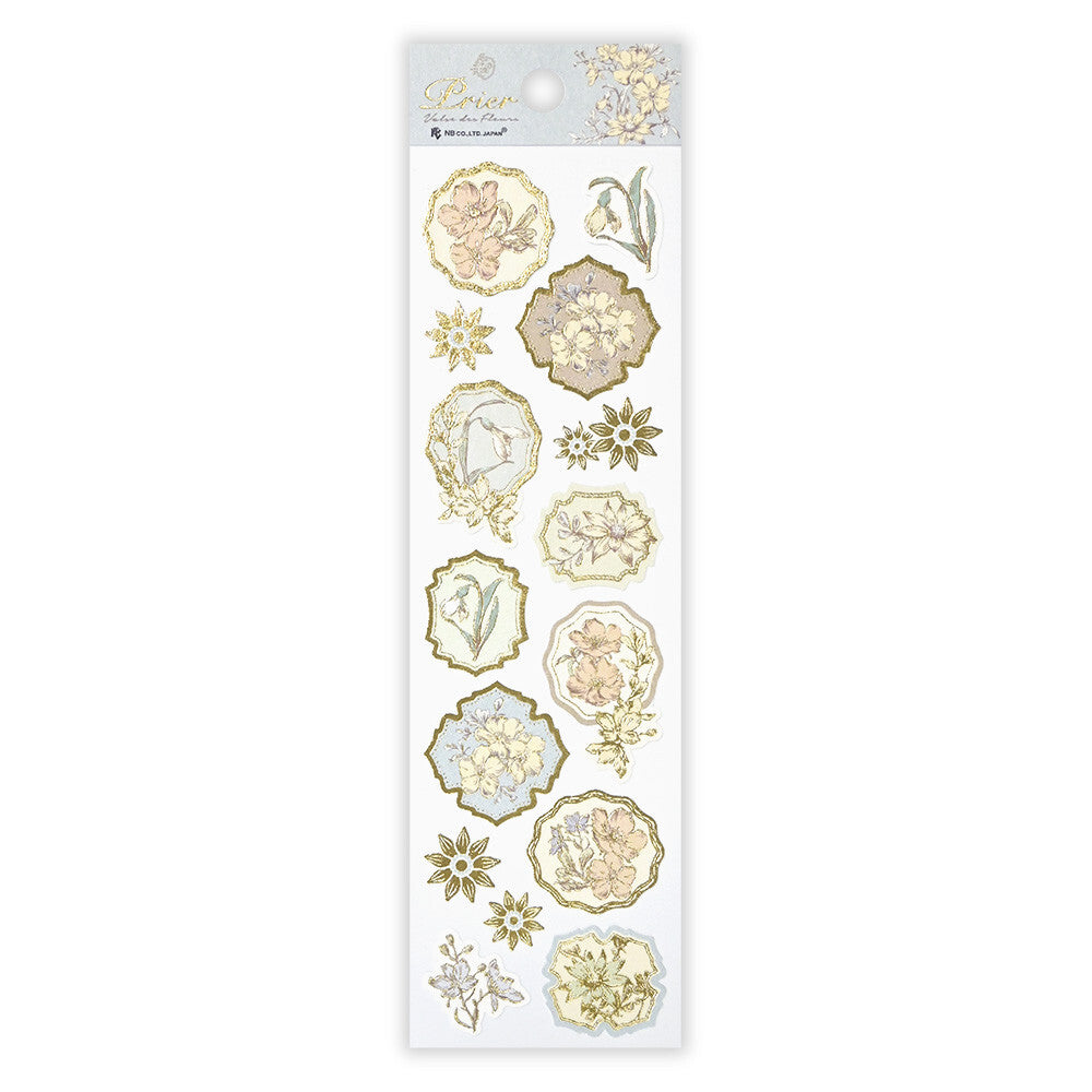 NB- Prier Gold Foiled Floral Pattern Sticker- Flannel