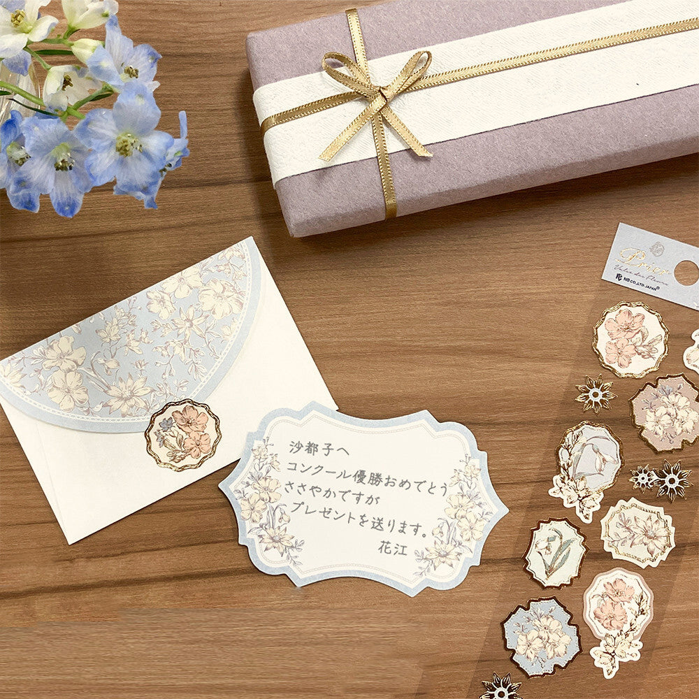 NB- Prier Gold Foiled Floral Pattern Sticker- Colibri