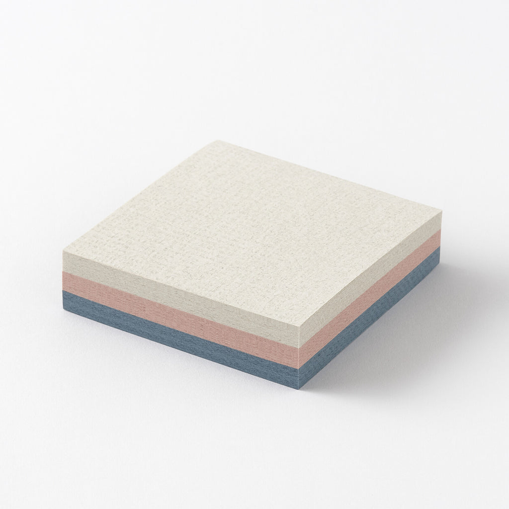 Takeo - Mottainai Memo - Silver & Pale Pink & Denim Blue with Linen Texture