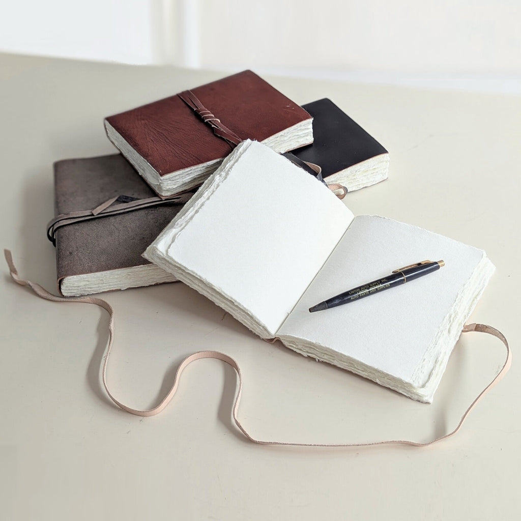 Leather Covered Handmade Paper Notebook