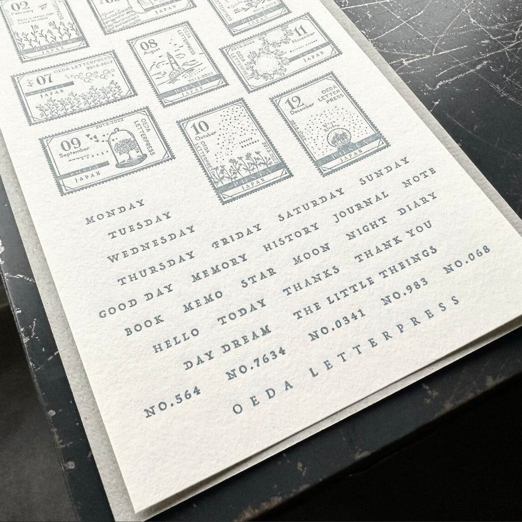 【OEDA LETTERPRESS】Stamp Sticker Sheet- Ash Blue