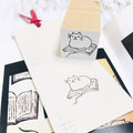 【Stamp House Morita Inbou】Wood Rubber Stamp- Books and Cats