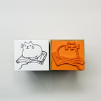 【Stamp House Morita Inbou】Wood Rubber Stamp- Books and Cats