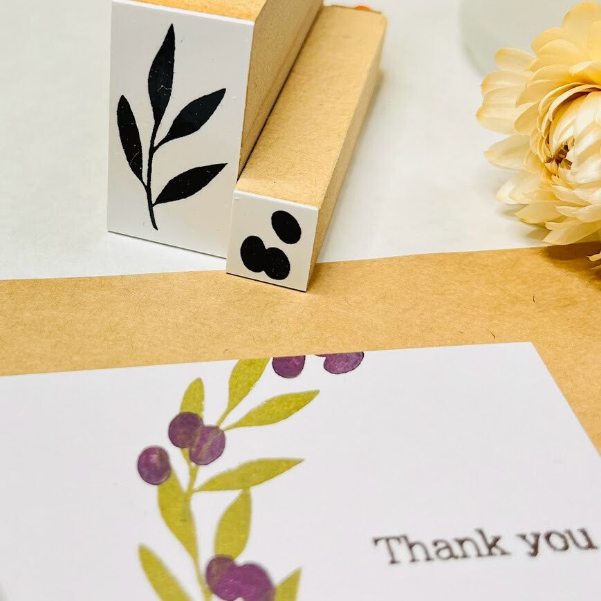 【Stamp House Morita Inbou】Wood Rubber Stamp- Olive
