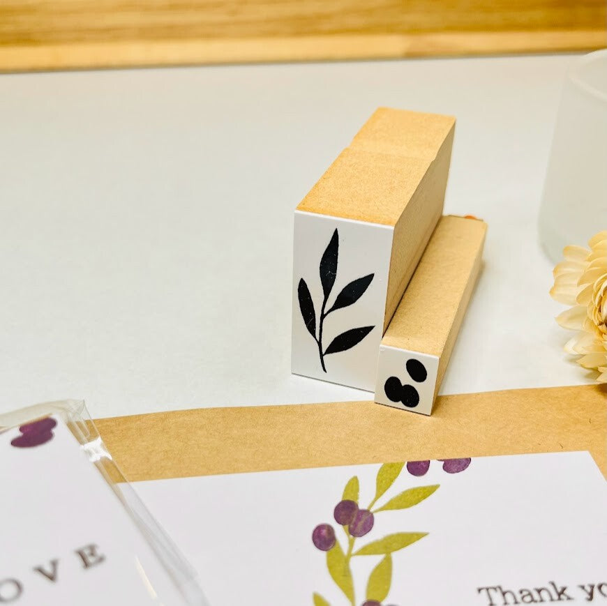 【Stamp House Morita Inbou】Wood Rubber Stamp- Olive