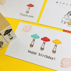 【Stamp House Morita Inbou】Wood Rubber Stamp- Mushrooms and Fallen Leaves