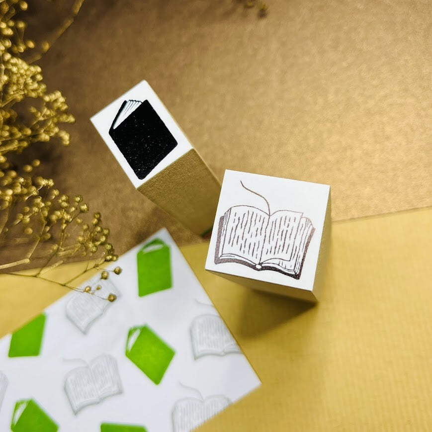 【Stamp House Morita Inbou】Wood Rubber Stamp- Book