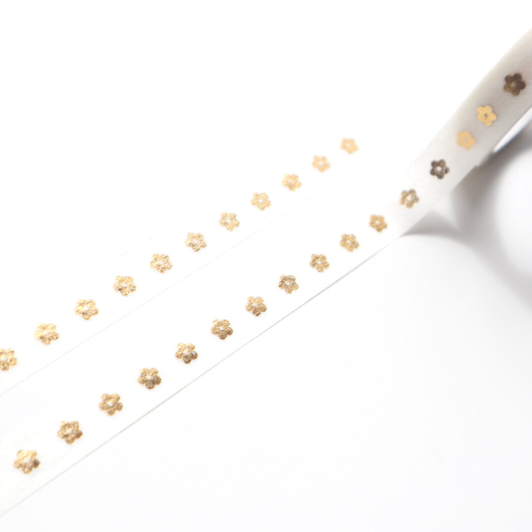 【forme】Gold Foiled Slim Washi Tape- Flower