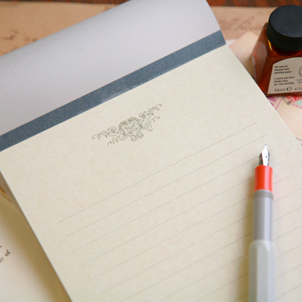 【Kohunkan Kappansho】 Letterpress Retro Pattern Series- Letter Pad-Gold