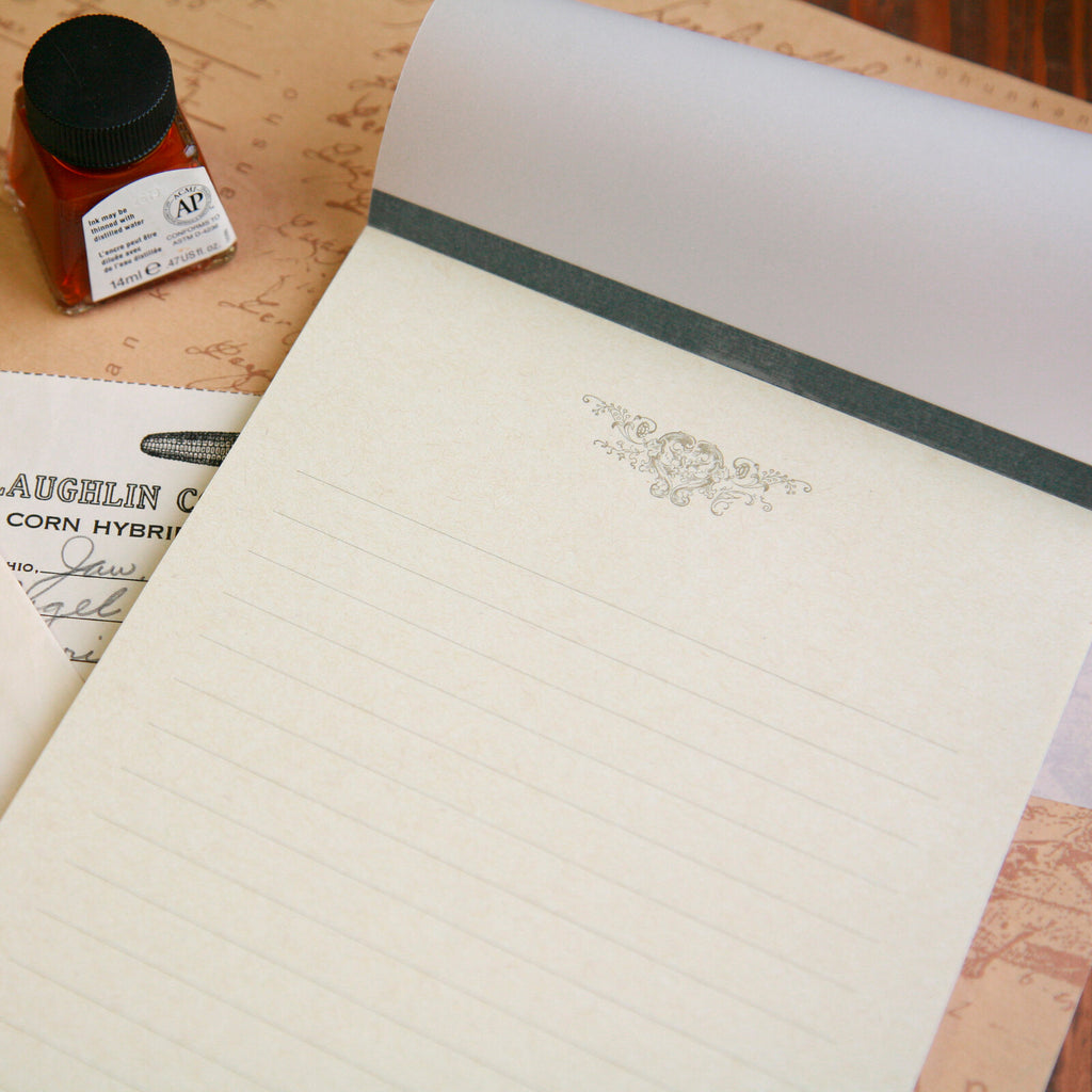 【Kohunkan Kappansho】 Letterpress Retro Pattern Series- Letter Pad-Gold