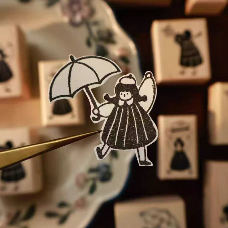 【Yi'er Studio】Wood Rubber Stamp- "Sweet & Simple" Series