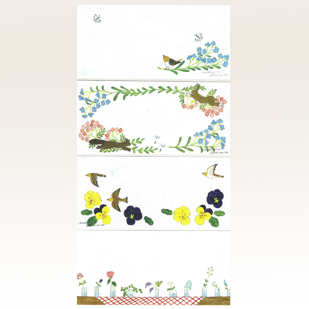 【Cozyca Product】Midori Asano- Slender Letter Pad - With Flowers