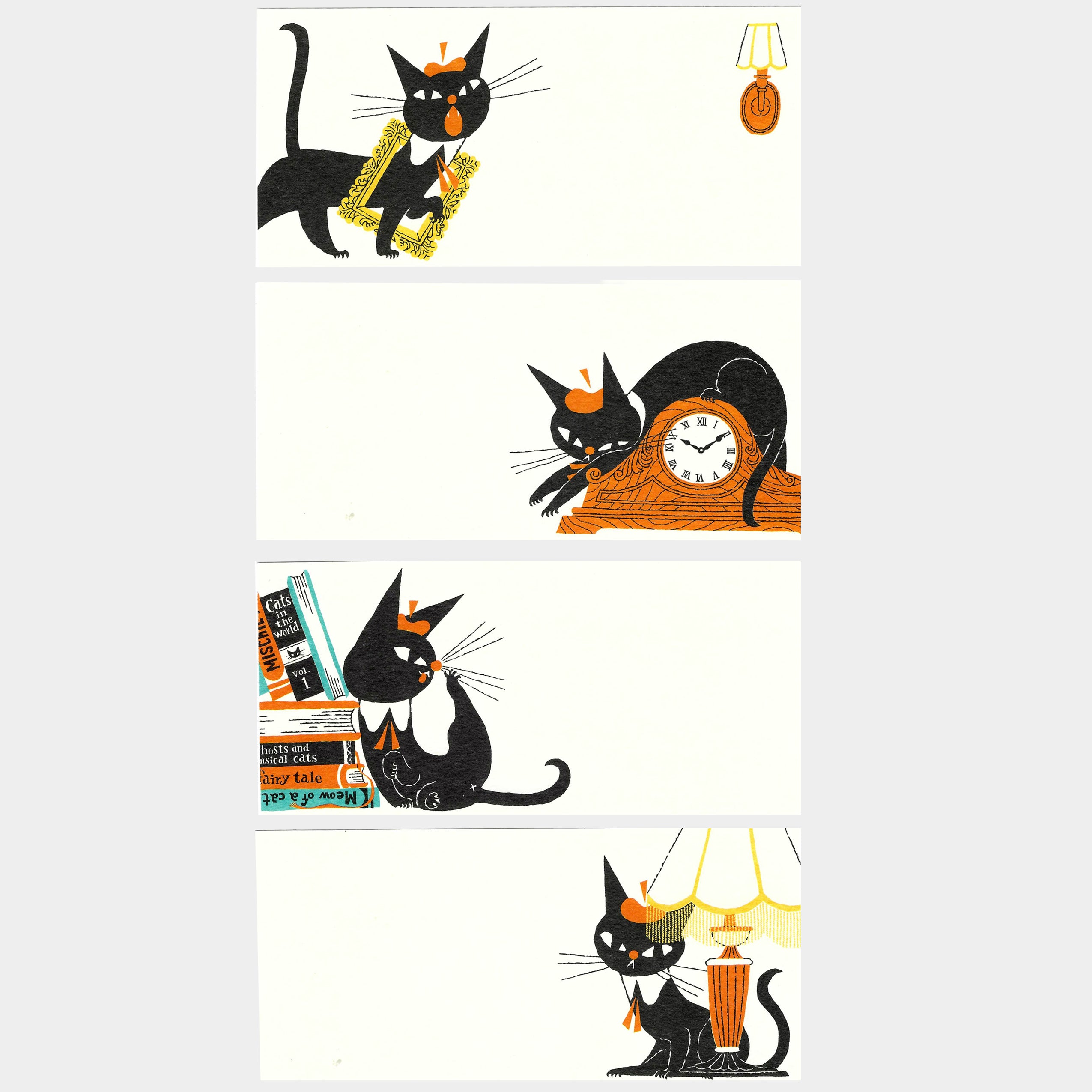 【Cozyca Product】Kuroneko Design Slender Letter Pad - Black Cat Robin