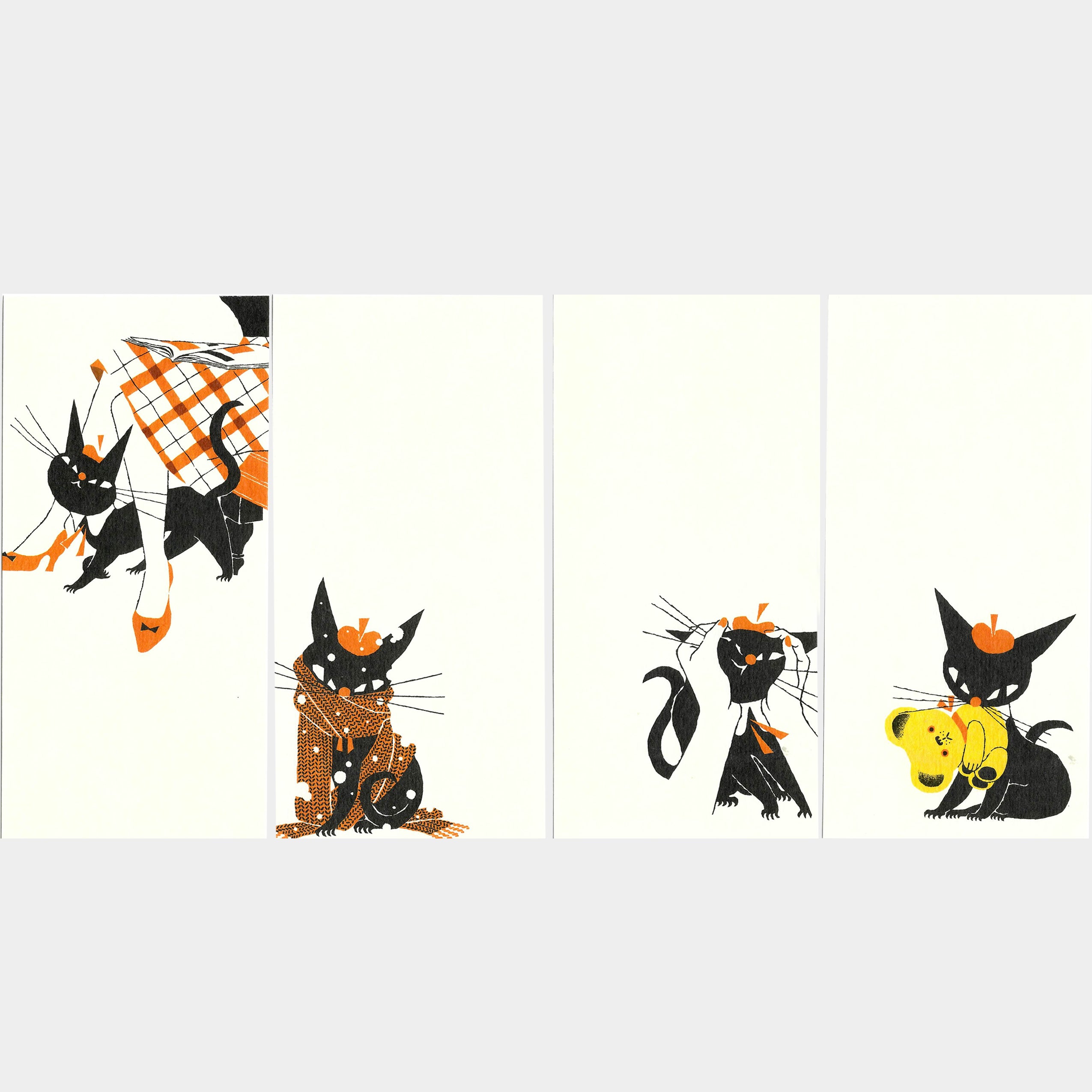 【Cozyca Product】Kuroneko Design Slender Letter Pad - Black Cat Robin