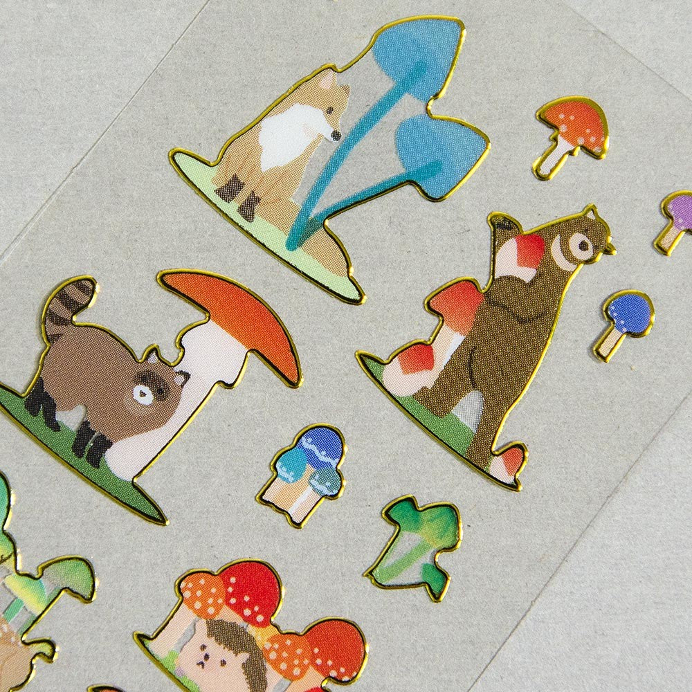 NB-Gold Outline Edge Sticker Sheet- Mushroom