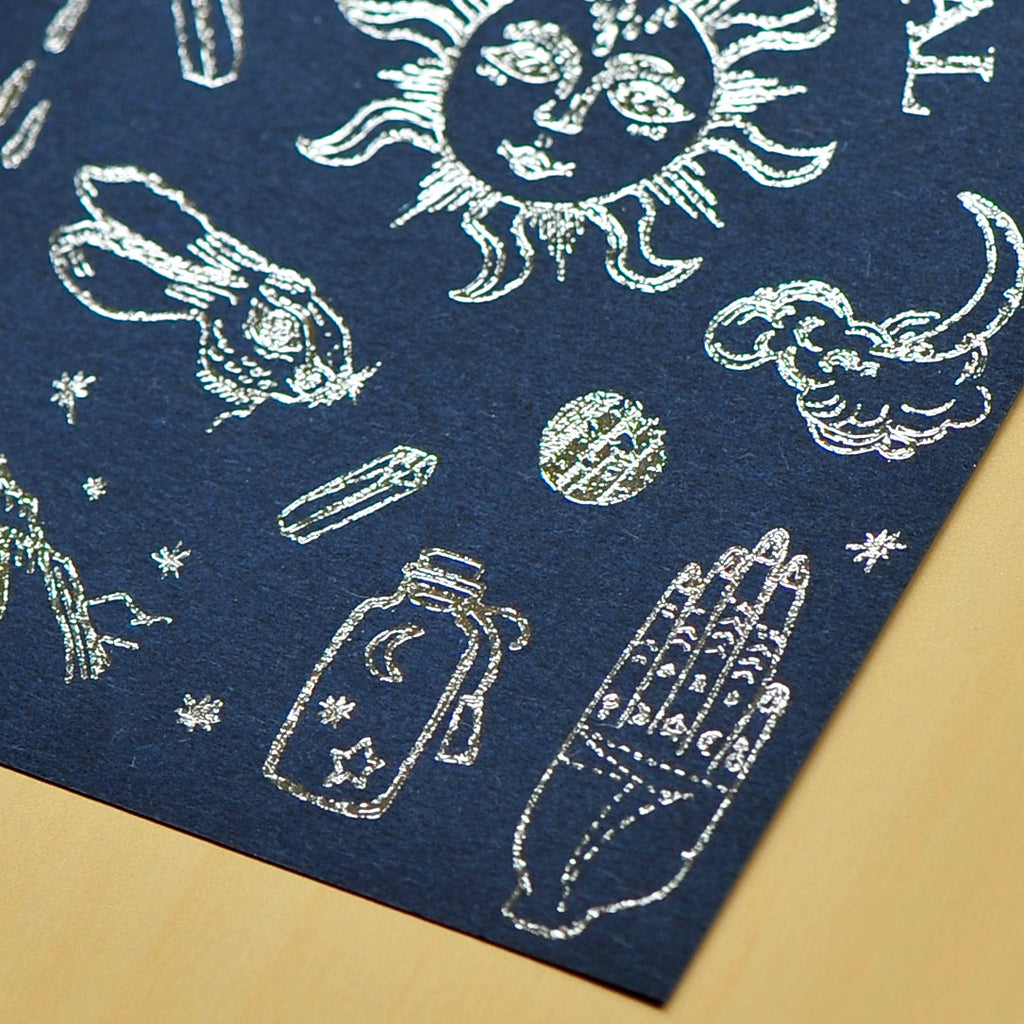 MU Silver Foil Print-on Transfer Sticker - Silver Night Astrology (S01)