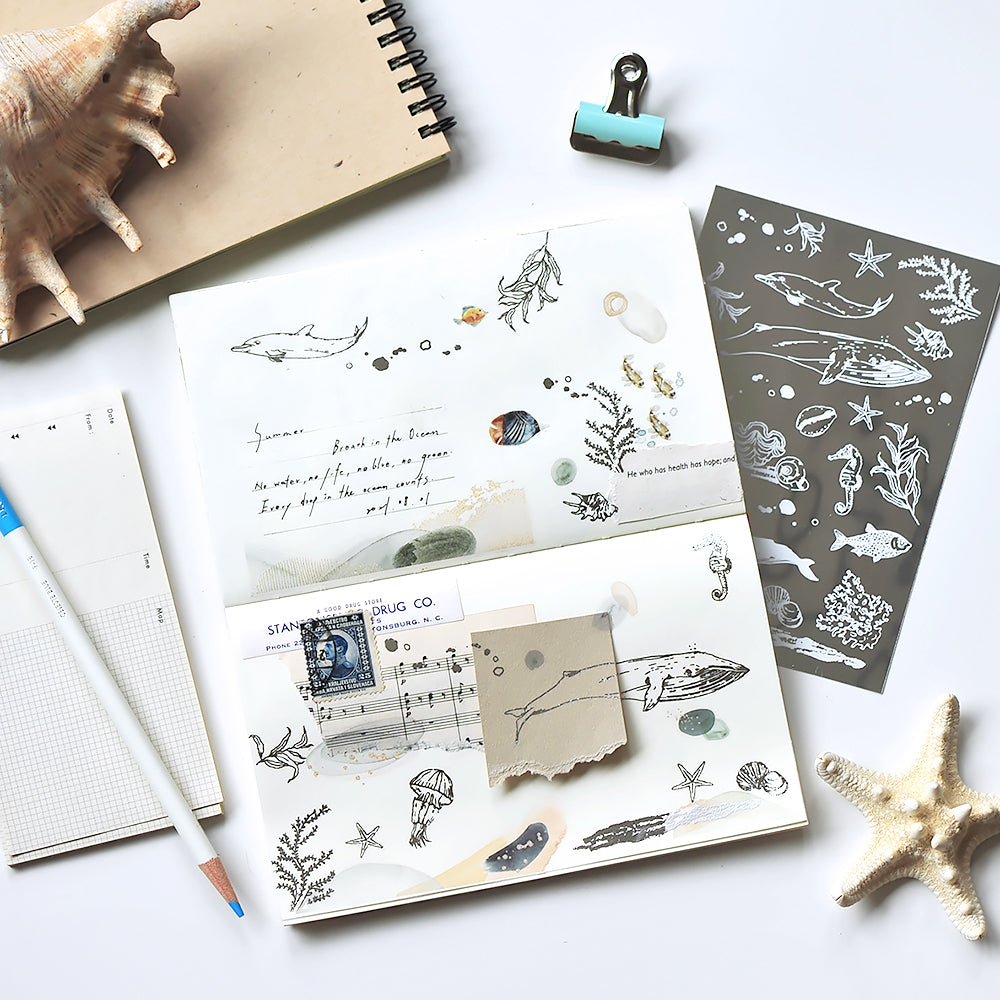 MU Silver Foil Print-on Transfer Sticker - The Silent Silver Sea (S04)