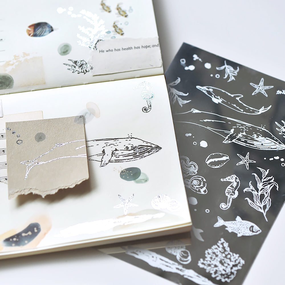 MU Silver Foil Print-on Transfer Sticker - The Silent Silver Sea (S04)