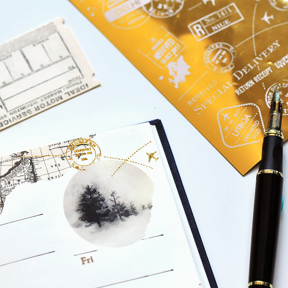 MU Gold Foil Print-on Transfer Sticker- Hidden Gold Postmark (G06)
