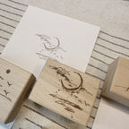 [Two raccoons] Hand-drawn Wooden Stamp - "Time" Series
