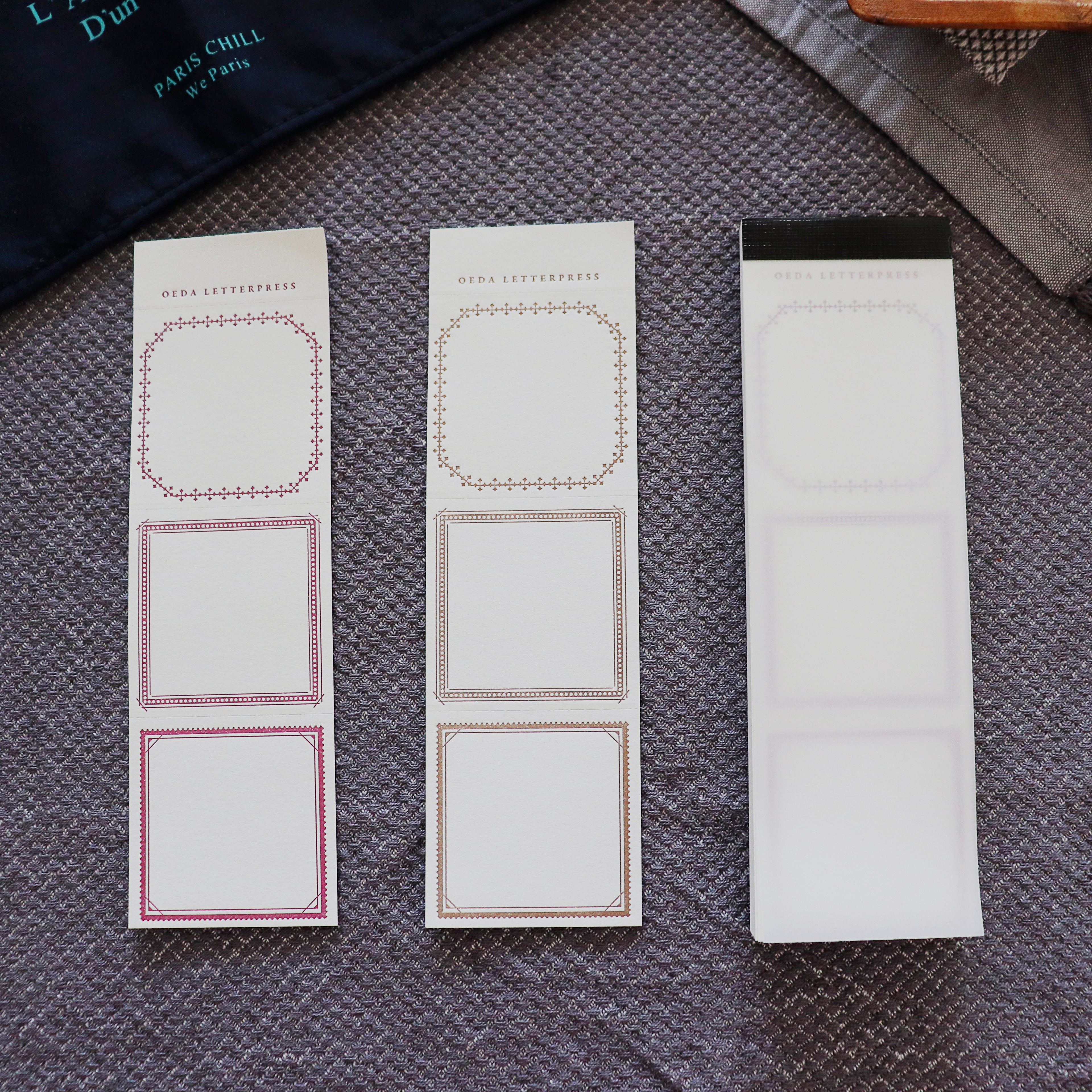 OEDA LETTERPRESS - 3 Label Frame Book Memo Pad
