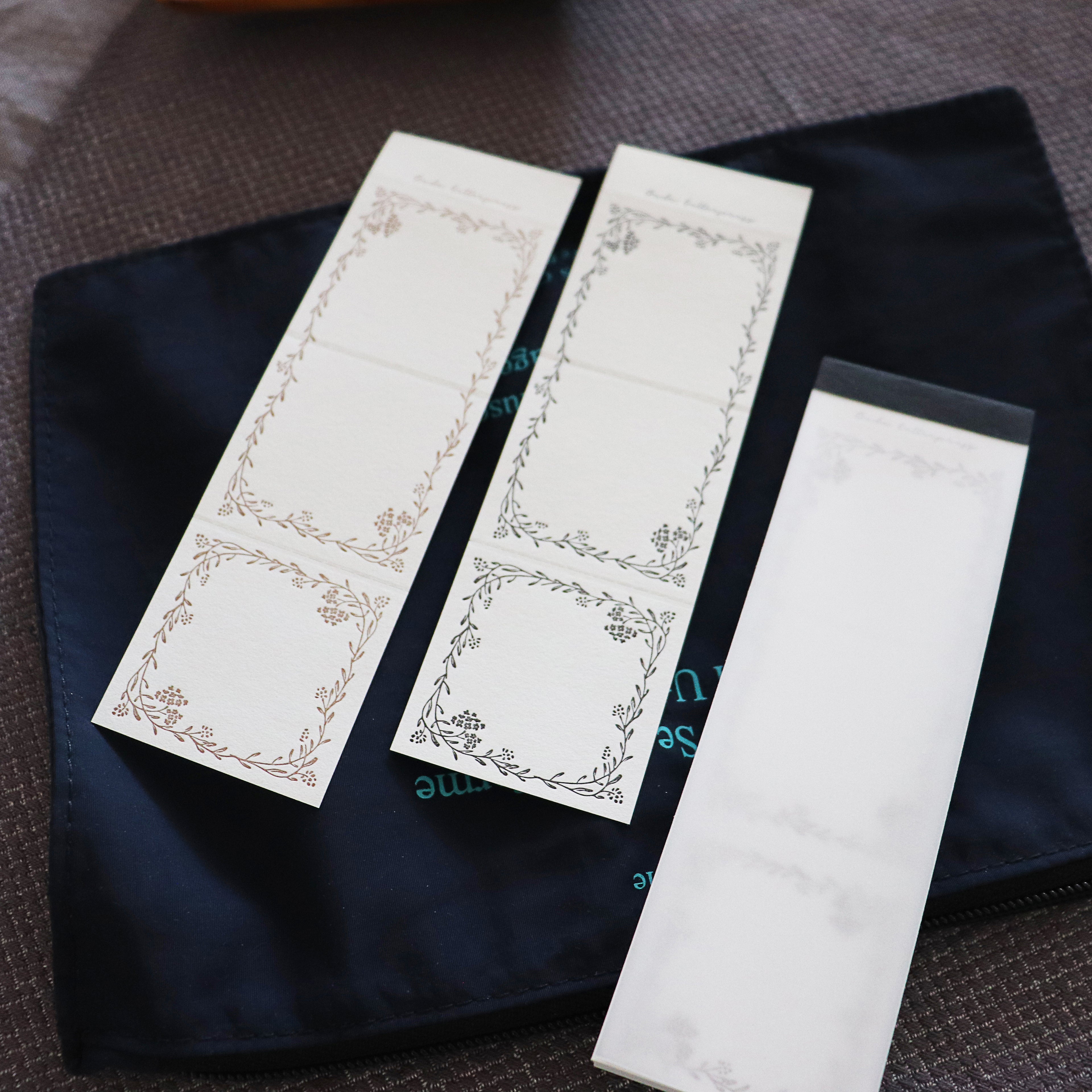 OEDA LETTERPRESS - 3 Label Book Memo Pad- Calm Floral (Bronze & Black)