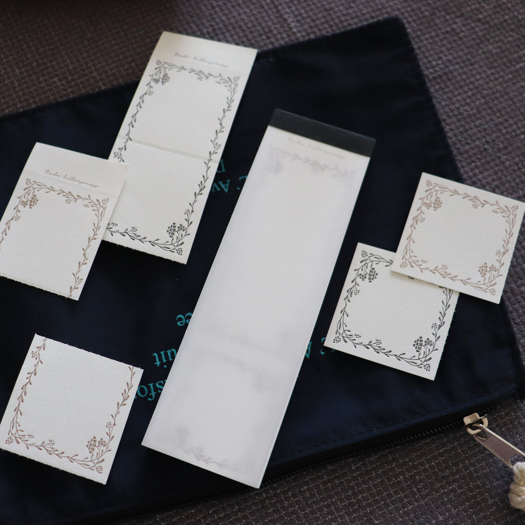 OEDA LETTERPRESS - 3 Label Book Memo Pad- Calm Floral (Bronze & Black)