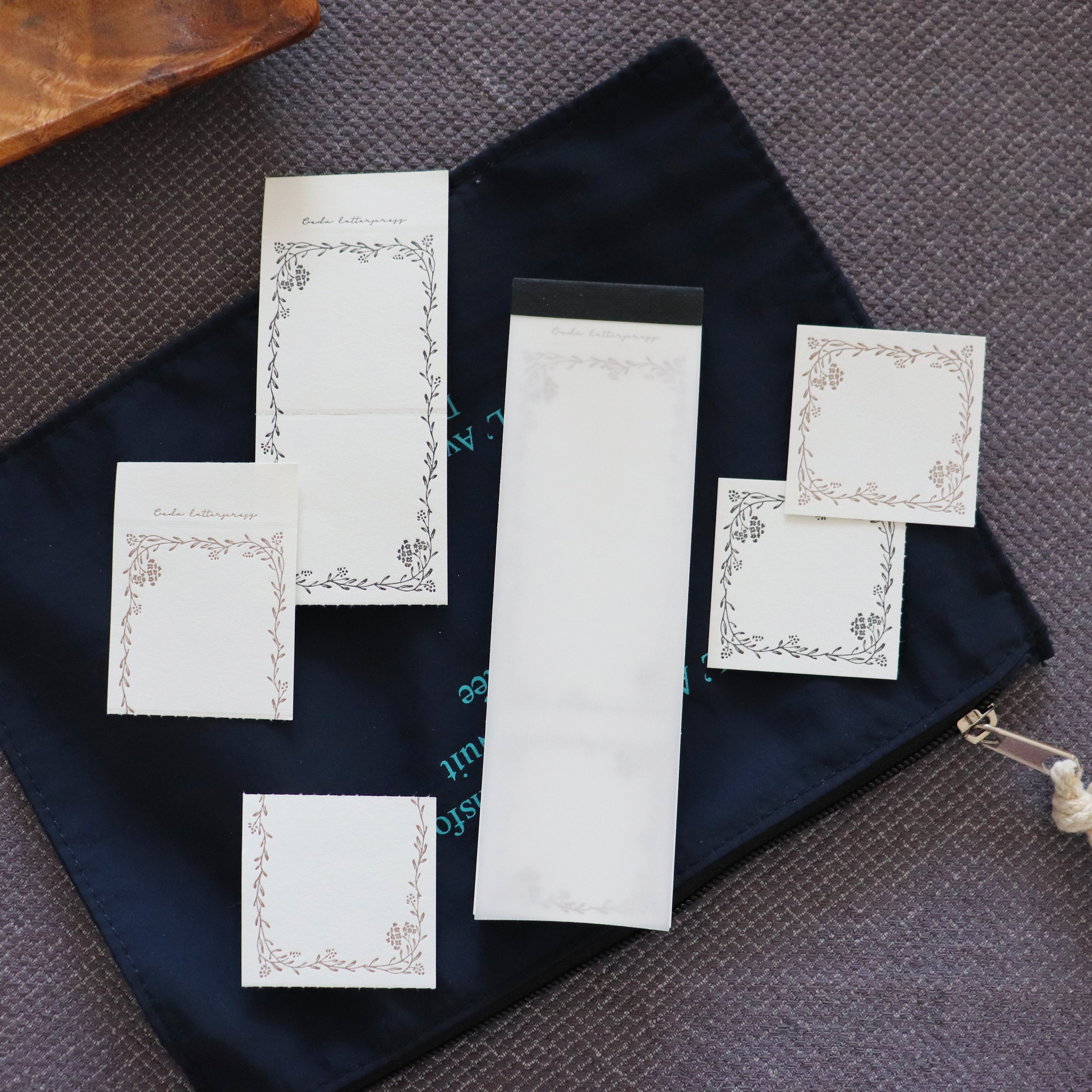 OEDA LETTERPRESS - 3 Label Book Memo Pad- Calm Floral (Bronze & Black)