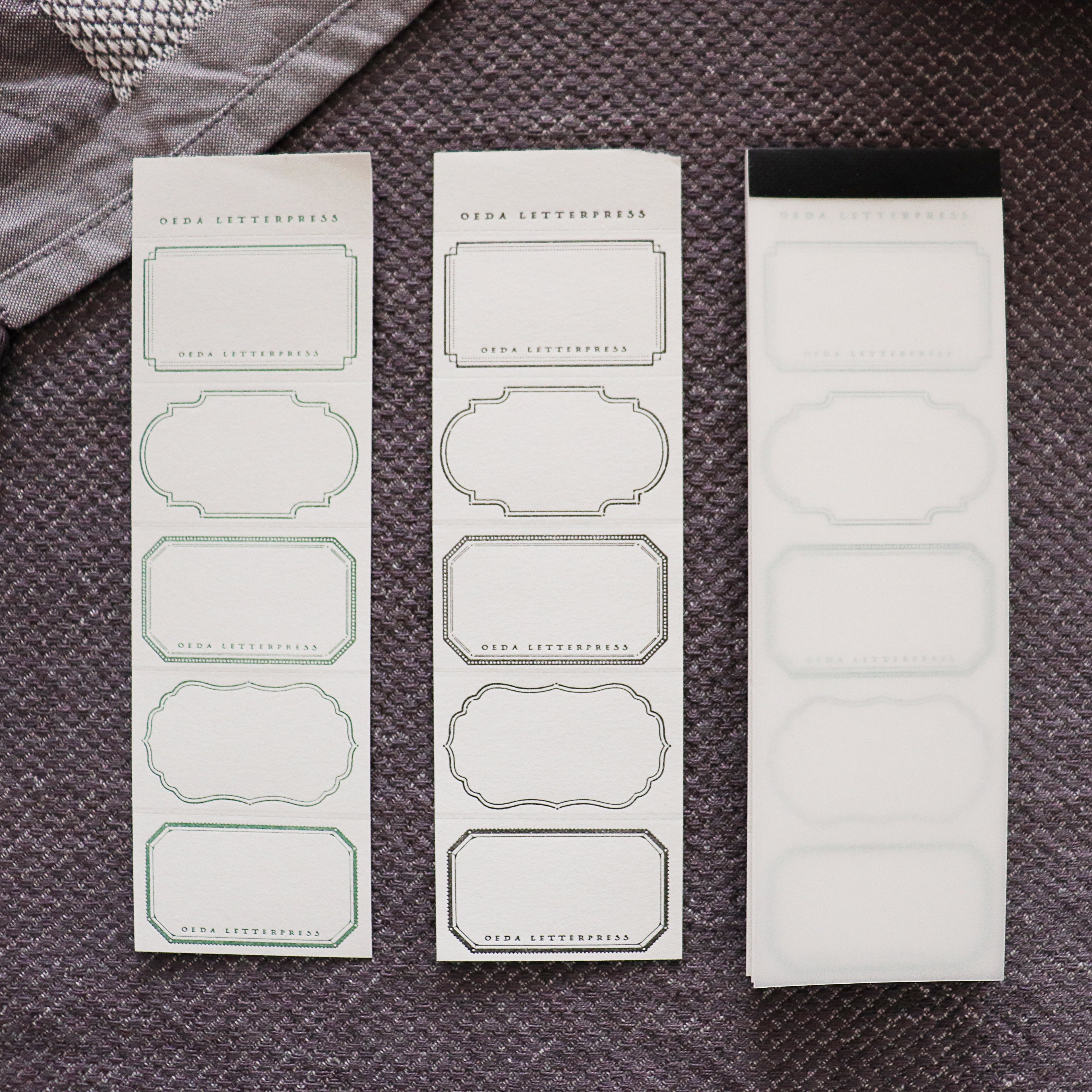 OEDA LETTERPRESS- 5 Label Book Memo Pad