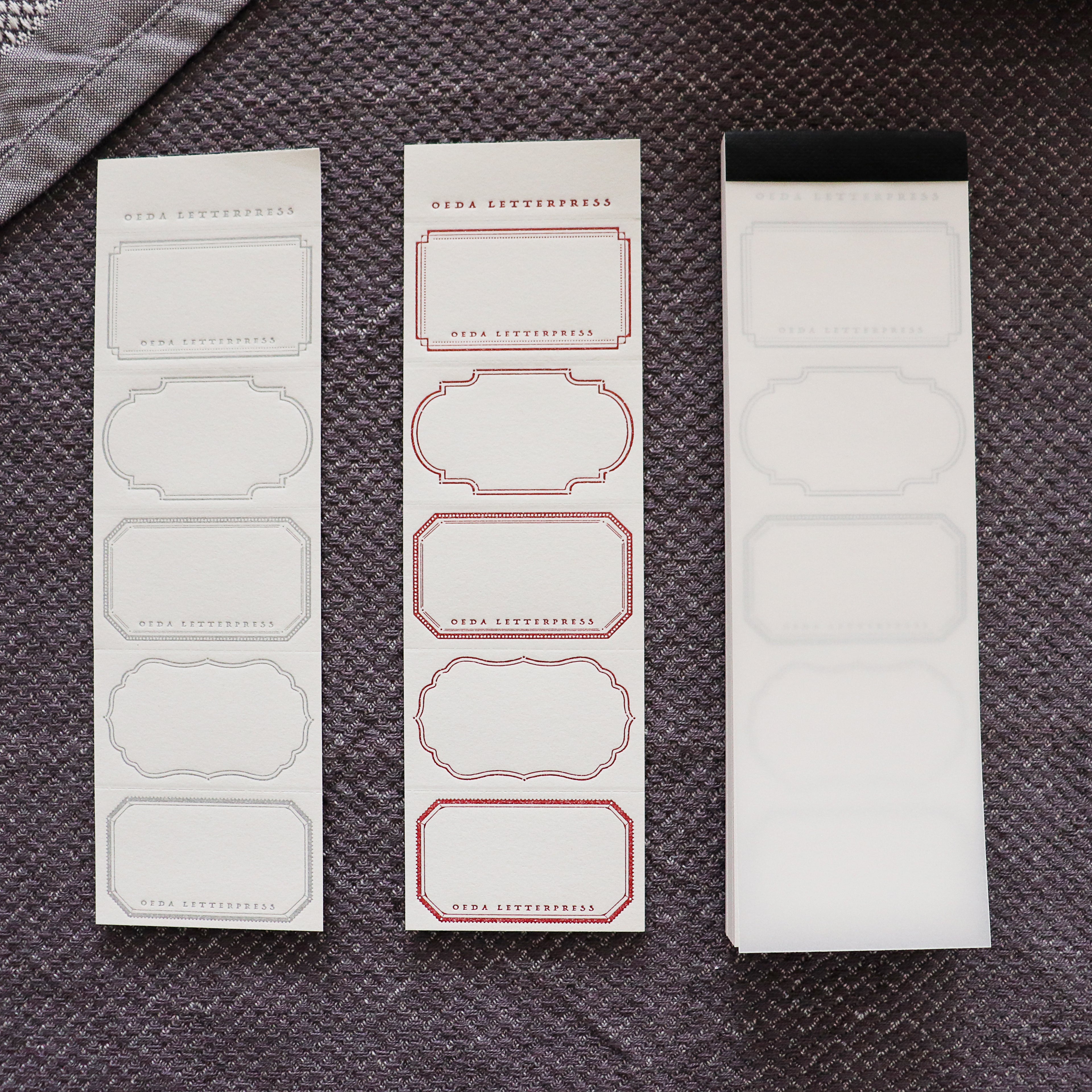 OEDA LETTERPRESS- 5 Label Book Memo Pad