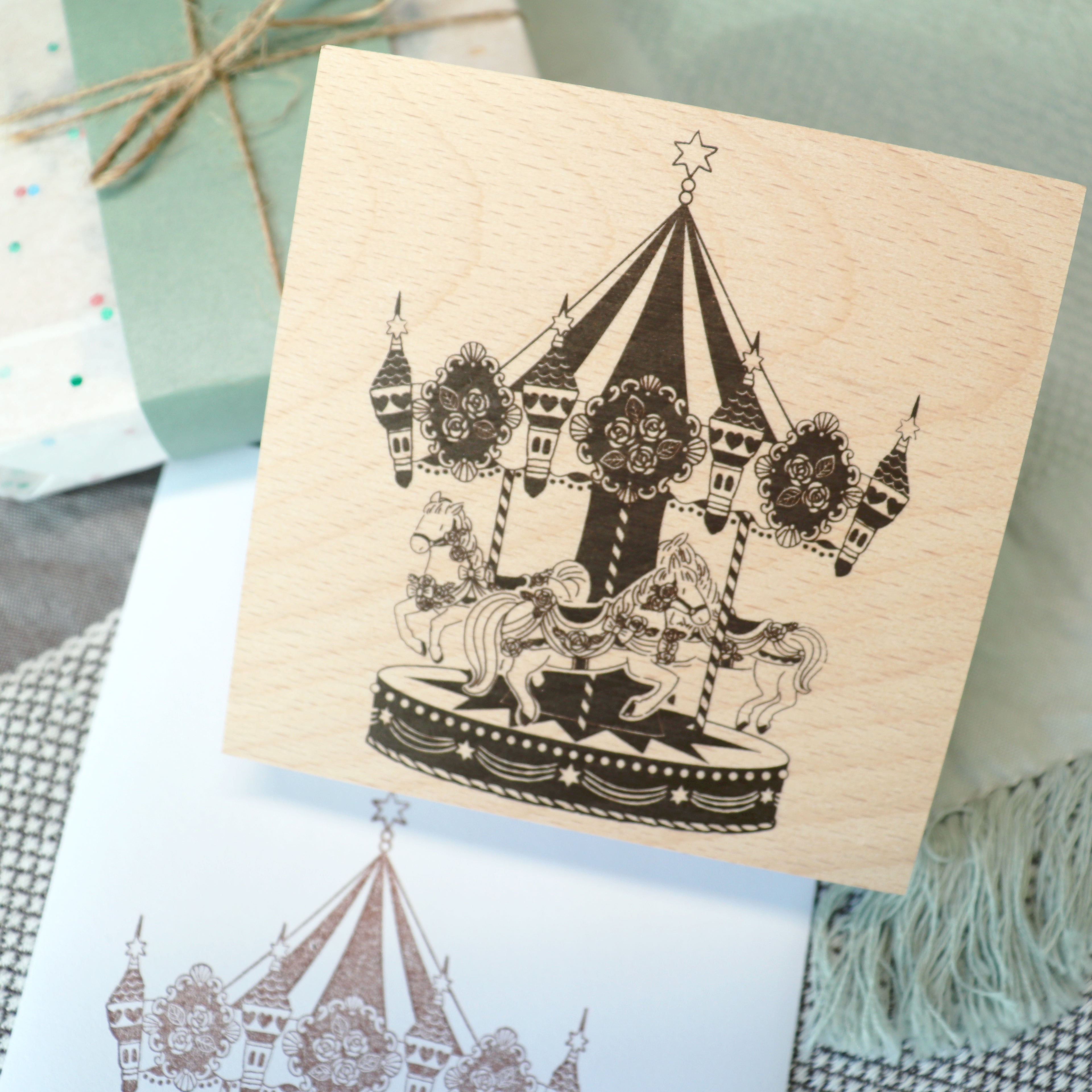 Arte Co. Wood Stamp - Merry-Go-Round