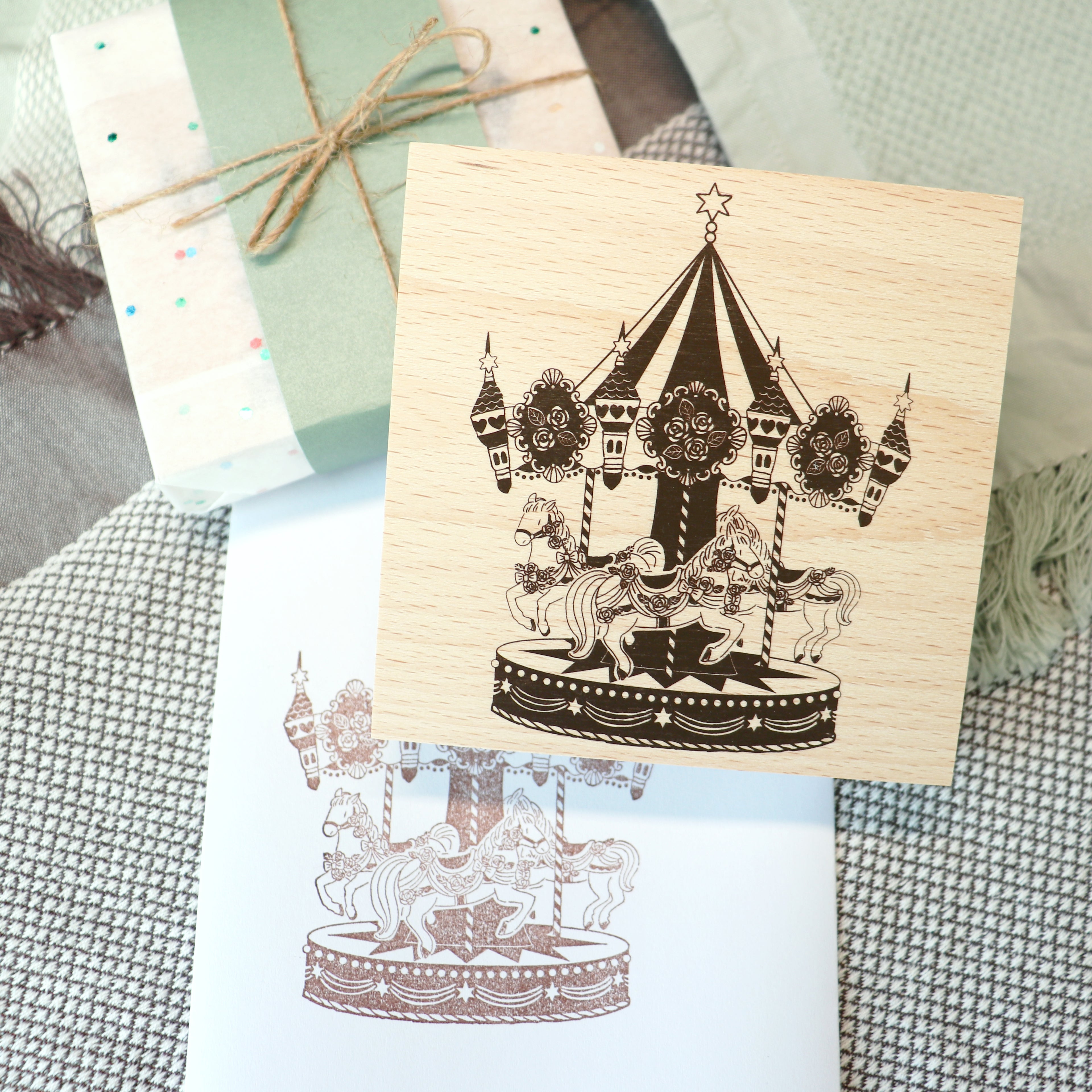 Arte Co. Wood Stamp - Merry-Go-Round